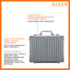 1519-Front-PL Front view of Aleon attache case in silver platinum made from aluminum with rfid blocking qualities