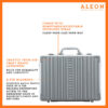 1719-Front-PL Front view of ALEON business 17in attache case crafted from air craft grade aluminum that ensures durability