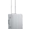 2155-classic-carryon-side-new-pl Platinum Silver Aleon aluminum luggage angled side profile showcasing full case design