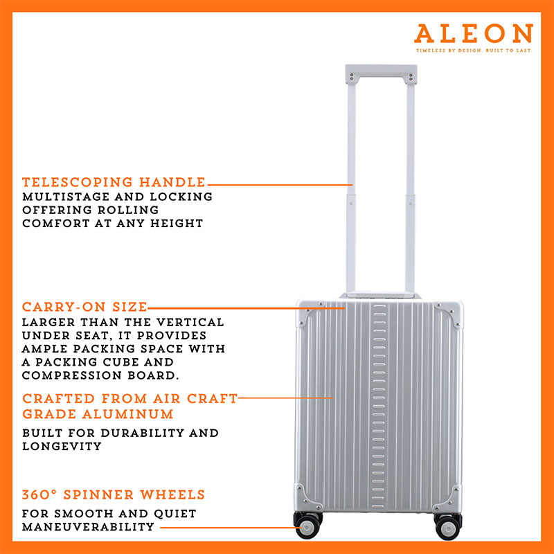 2255-front--PL-(1) Fron view of Aleon vertical carry on in platinum