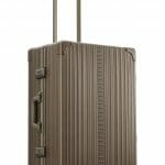 26 inch aluminum checked suitcase with wheels in bronze 26 inch aluminum checked suitcase with wheels in bronze