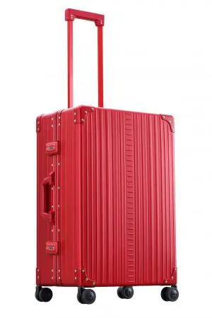 26 inch aluminum checked suitcase with wheels