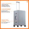 USE-FIRST-2628-PL-B075Y52YFQ-side-(1) Side profile view of platinum silver checked traveler case made from aluminum