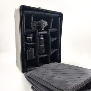 photo gear inside the backpack