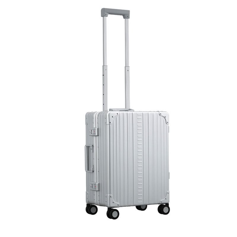 Untitled-(82) Side profile view of ALEON international carry on in platinum