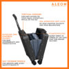 1655-open-on-(1) Open view of Aleon onyx black vertical opening personal case with spinner wheels and tsa lock