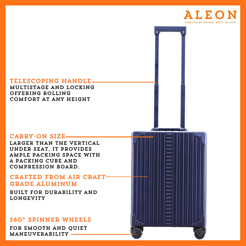 2255-front-SA-(1) Vertical Aleon carry on with spinner wheels in blue