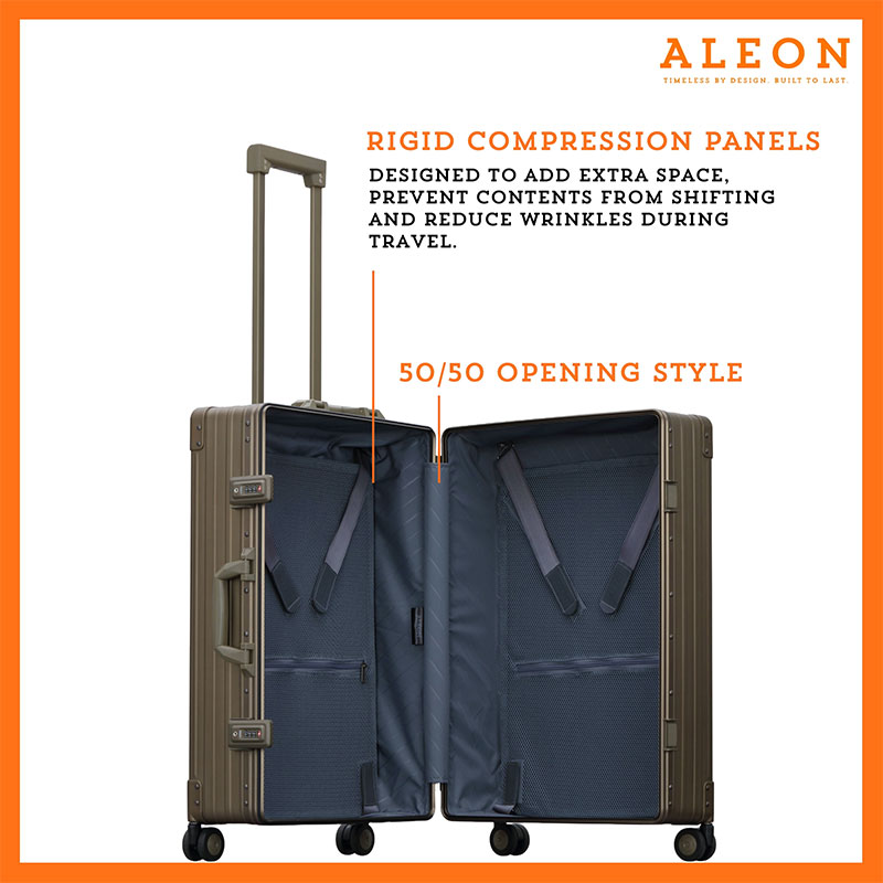 Open view of Aleon bronze case with compression boards