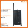 3019-ON--B075XZK3J4-lock-1-(1) A sleek, onyx-colored aluminum trunk-style suitcase with reinforced corners and a sturdy telescoping handle. The case stands upright, showcasing its durable construction and TSA-approved combination locks.