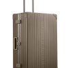 3055-BR-side Bronze Aleon checked aluminum luggage angled side profile showcasing full case design.