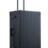 3055-ON-side Black Onyx Aleon aluminum checked luggage angled side profile showcasing full case design