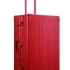 3055-Ru-side Ruby Red Aleon aluminum checked luggage angled side profile showcasing full case design