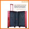 3055-ru--B0755FJV24-open-1-(1) ALEON red ruby Macro Traveler Checked Case open to reveal organized interior with compression straps and a zippered divider, ensuring secure storage for travel essentials.