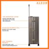 3255-BR-B07RBZDY71-lock-1-(1) The Bronze ALEON 32″ Macro Plus Traveler Large Check-In, crafted from aircraft-grade aluminum, stands upright on a pristine hotel lobby floor. Its hard-shell design, reinforced corners, and TSA-approved locks emphasize security and durability for long-haul journeys.