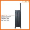 3255-ON-B078CXZXG2-HINGE-1-(1) The ALEON 32″ Macro Plus Traveler Large Check-In, crafted from aircraft-grade aluminum, stands upright on a pristine hotel lobby floor. Its hard-shell design, reinforced corners, and TSA-approved locks emphasize security and durability for long-haul journeys.