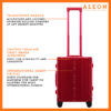 A2155240-Internation-RU-Front Front view of Aleon red international carry on crafted from aluminum