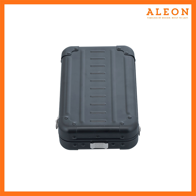 Black Onyx Aleon Vertical opening crossbody case lying flat with opening facing forward