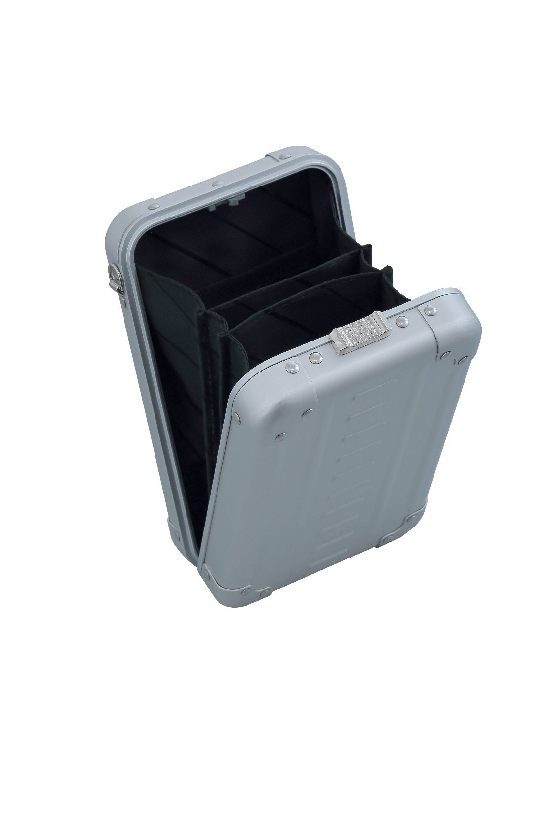 Open cross body case made with aluminum