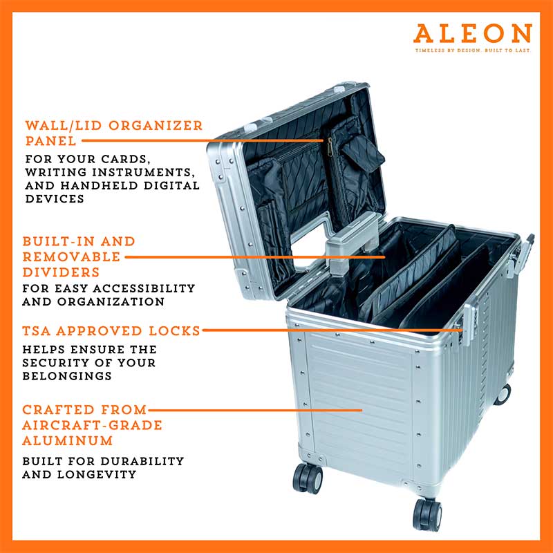 Aleon Deluxe pilot case open with vertical opening